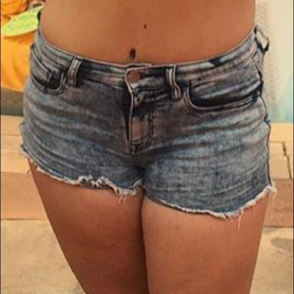 High wasted acid wash shorts